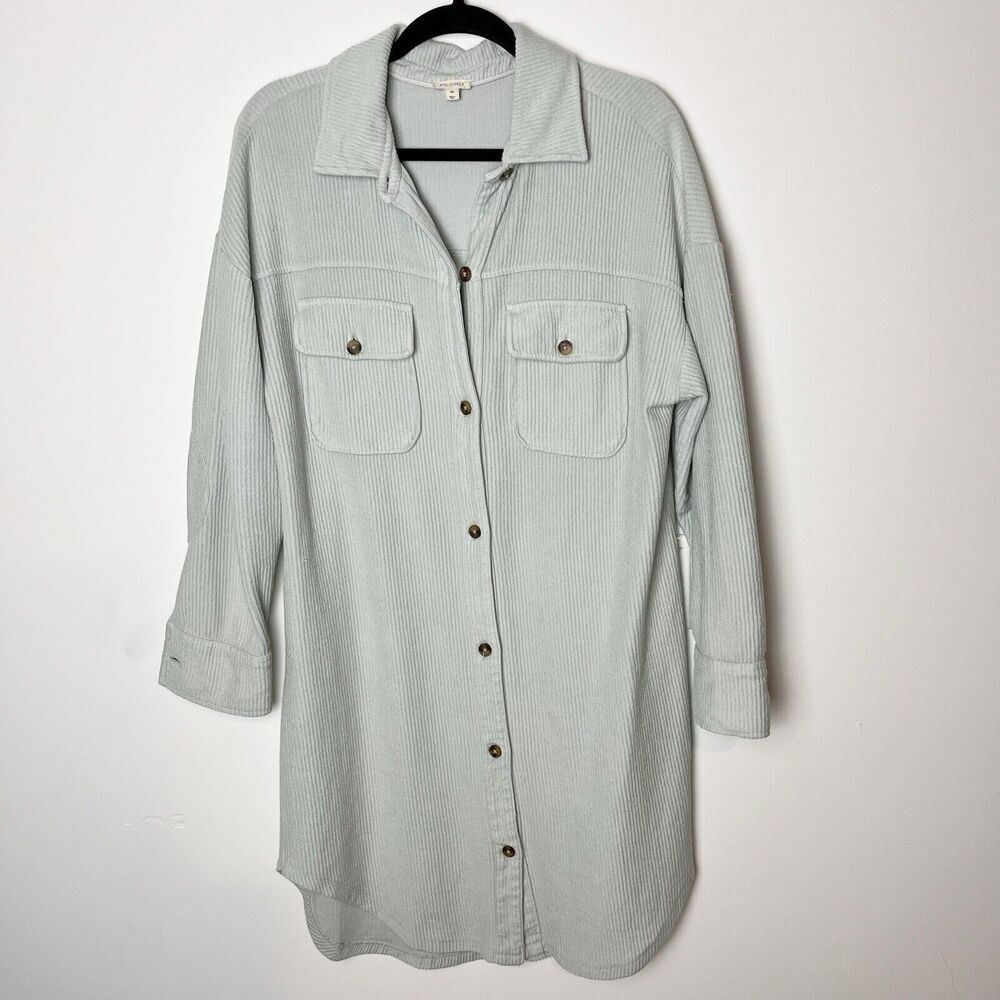 Anthropologie Pilcro shirt dress corduroy blue XS Oversized - Picture 1 of 9